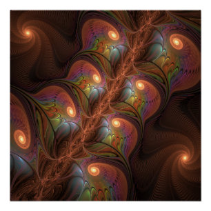 Bunte fluoreszierende abstrakte trippy braune Frak Poster