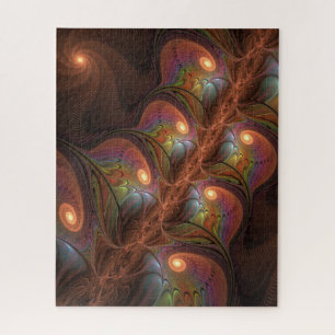 Bunte fluoreszierende abstrakte trippy braune Frak Puzzle