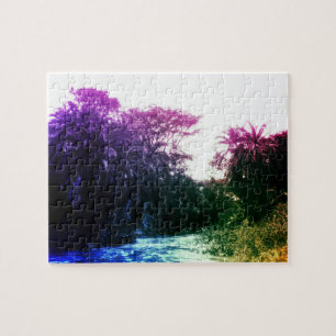 Bunte Flussgalerie Wald Vintage Tropisch Puzzle