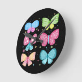 Bunte Flutter-Freunde Runde Wanduhr (Winkel)