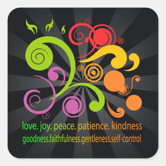Bunte Formen, Frucht des Geistes Quadratischer Aufkleber (Vorderseite)