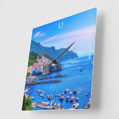 Bunte Foto-Kunst Amalfis Italien Europa Quadratische Wanduhr (Winkel)