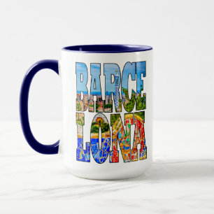 Bunte Foto-Typografie Barcelonas Spanien Europa Tasse