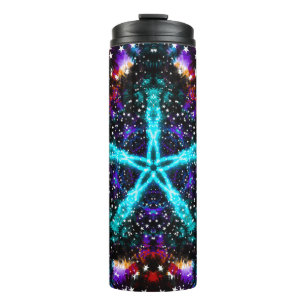 Bunte Fraktal Sterne Universum Mandala Stern Thermosbecher