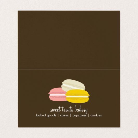 Bunte Franzosen Macaron Plätzchen-Bäckerei Visitenkarten (Außenseite Aufgefaltet)