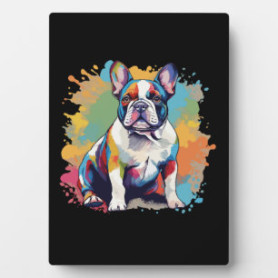 Bunte Französische Bulldoggen-Kunst für Hundeliebh Fotoplatte
