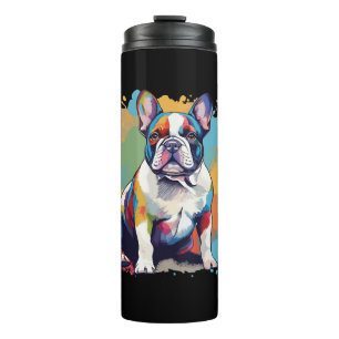 Bunte Französische Bulldoggen-Kunst für Hundeliebh Thermosbecher