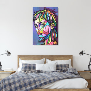 Bunte Frauenkunst Gesicht Leinwanddruck