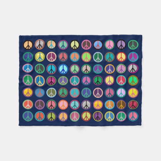 Bunte Friedenssymbole Fleecedecke (Vorderseite (Horizontal))