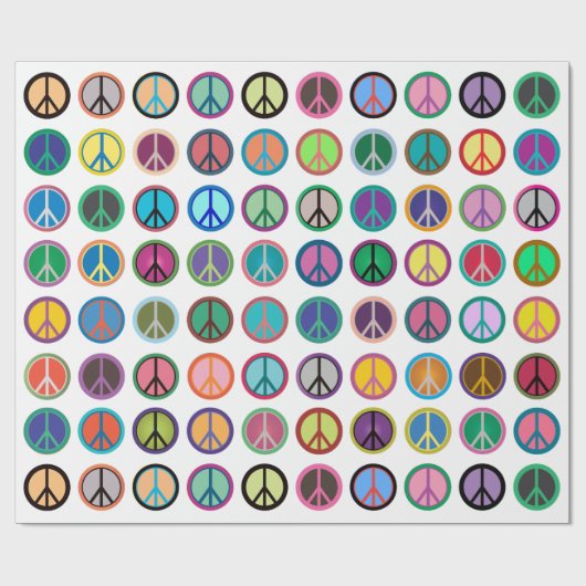 Bunte Friedenssymbole Geschenkpapier (Flach)