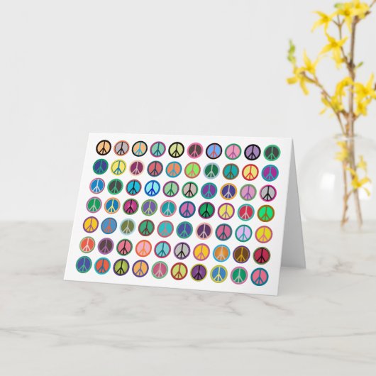 Bunte Friedenssymbole Karte (Gelbe Blume)