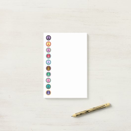 Bunte Friedenssymbole Post-it Klebezettel (Auf Schreibtisch)