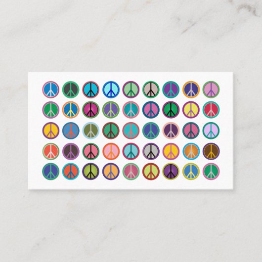 Bunte Friedenssymbole Visitenkarte (Vorderseite)