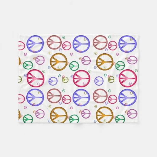 Bunte Friedenszeichen-Decke Fleecedecke (Vorderseite (Horizontal))