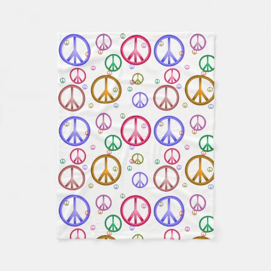 Bunte Friedenszeichen-Decke Fleecedecke (Vorderseite)