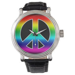 Bunte Friedenszeichen-Uhr Armbanduhr