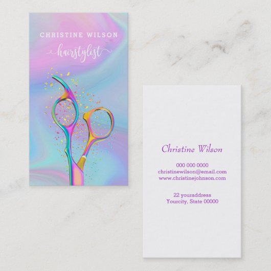 bunte Friseurschere Visitenkarte (Vorne/Hinten)