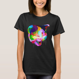 Bunte Fröhliche Katze Grafik T-Shirt