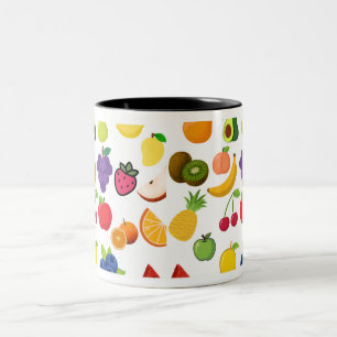 Bunte Früchte auf Bechermug – Frisches und lebendi Zweifarbige Tasse