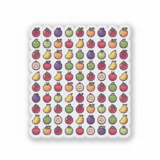 Bunte Früchte gepixelt 32-Bit ArtVinyl Aufkleber (Vorderseite)