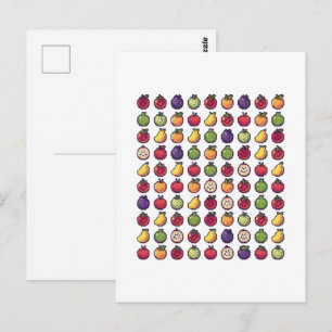 Bunte Früchte gepixelt 32-Bit-Kunstpostkarte Postkarte
