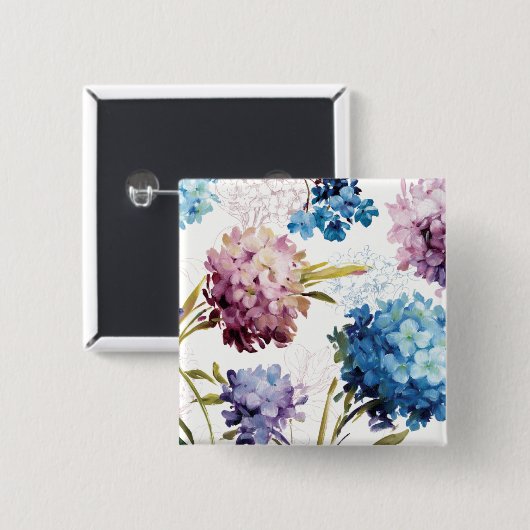 Bunte Frühlings-Blumen Button (Vorne & Hinten)