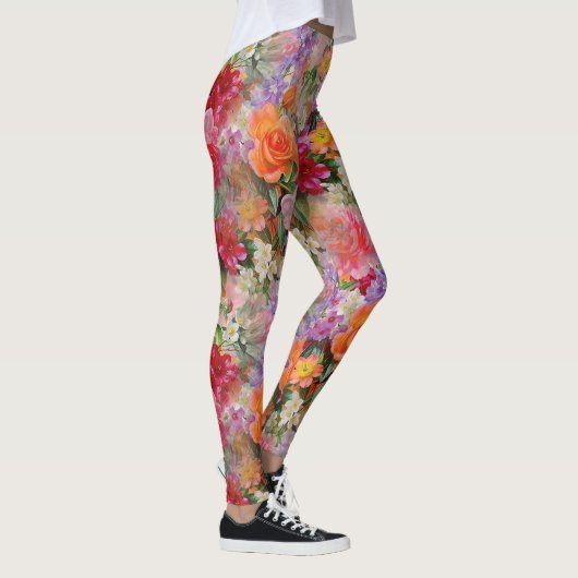 Bunte Frühlings-Blumen Leggings (Rechts)