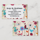 Bunte Frühlings-Blumen-Vogel-Maulbeerblaue Orange Visitenkarte (Vorne/Hinten)