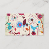 Bunte Frühlings-Blumen-Vogel-Maulbeerblaue Orange Visitenkarte (Rückseite)