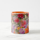Bunte Frühlings-Blumen Zweifarbige Tasse (Mittel)