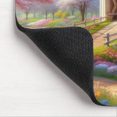 Bunte Frühlings-/blumengeschmückte Brücke & Fluss Mousepad (Ecke)