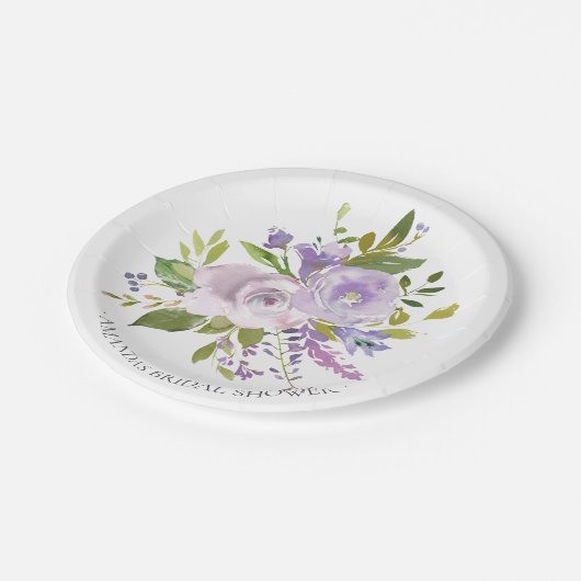 Bunte Frühlings-Lavendel-Blumen-Dusche 7" Platte Pappteller (Schrägansicht)