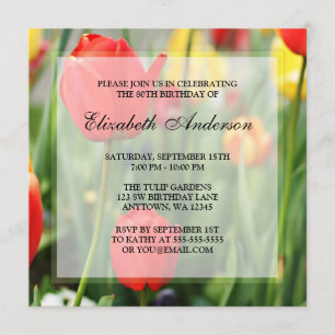 Bunte Frühlings-Tulpe-80. Geburtstags-Party Einladung