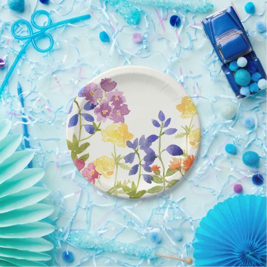 Bunte Frühlings-Wasserfarbe-Blumenpapierplatte Pappteller (Party)