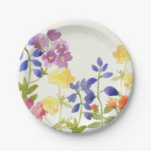 Bunte Frühlings-Wasserfarbe-Blumenpapierplatte Pappteller