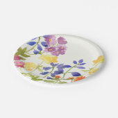 Bunte Frühlings-Wasserfarbe-Blumenpapierplatte Pappteller (Schrägansicht)