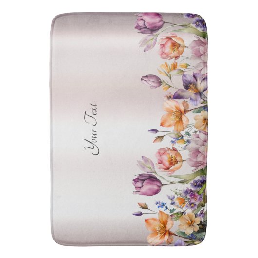 Bunte Frühlingsblumen Badematte (Vorderseite Vertikal)