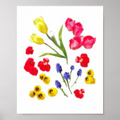 Bunte Frühlingsblumen - Elegante Minimalistische K Poster (Vorne)