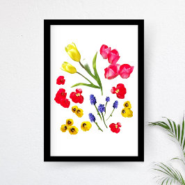 Bunte Frühlingsblumen - Elegante Minimalistische K Poster