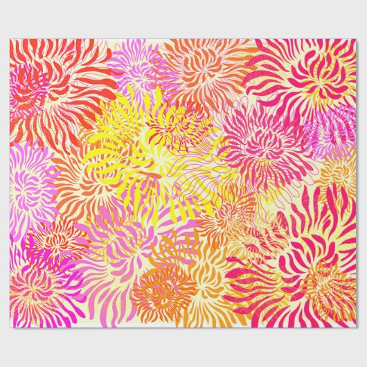 Bunte Frühlingsblumen Geschenkpapier (Flach)