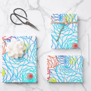 Bunte Frühlingsblumen Geschenkpapier Set