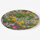 Bunte Frühlingsblumen in voller Blüte Pappteller (Schrägansicht)