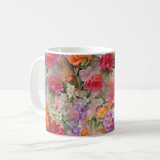 Bunte Frühlingsblumen Kaffeetasse (Vorderseite Links)