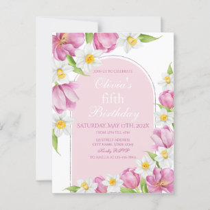 Bunte Frühlingsblumen Kindergeburtstag Postkarte