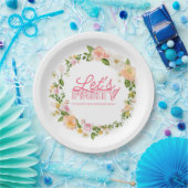 Bunte Frühlingsblumen Lettering 50. Geburtstag Pappteller (Party)