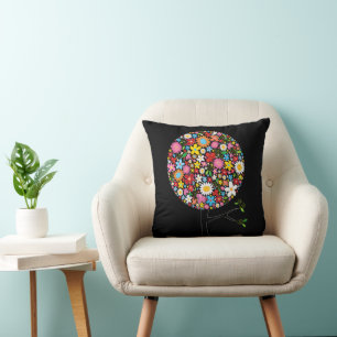 Bunte Frühlingsblumen Pop Baum Whimsical Chic Kissen