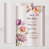 Bunte Frühlingsblumen Save the Date (Vorne/Hinten)