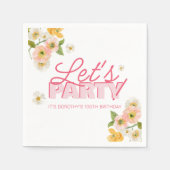 Bunte Frühlingsblumen Schreiben 100. Geburtstag Serviette (Vorderseite)