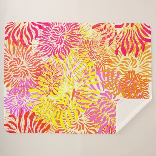 Bunte Frühlingsblumen Sherpadecke (Vorderseite (Horizontal))