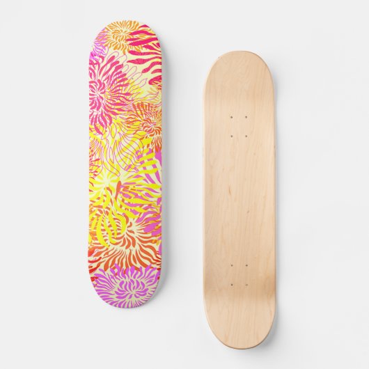 Bunte Frühlingsblumen Skateboard (Vorderseite)
